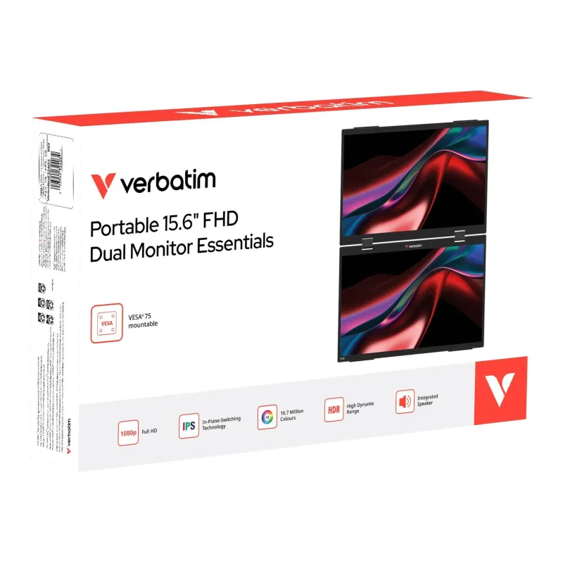 Monitor przenośny Verbatim Dual Monitor Essentials 15,6" IPS FHD Mini HDMI
