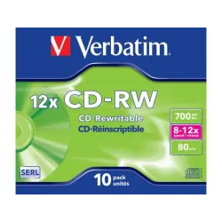 Płyty CD-RW Verbatim 700MB Scratch Resistant X12 (10 Jewel Case)