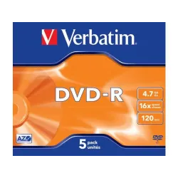 Płyty DVD-R Verbatim 4.7GB X16 Matt Silver (5 Jewel Case)