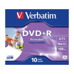 Płyty DVD+R Verbatim 4.7GB X16 printable (10 Jewel Case)