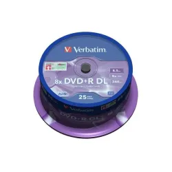 Płyty DVD+R Verbatim 8.5GB X8 Double Layer (25 Cake)