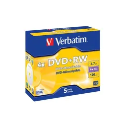 Płyty DVD+RW Verbatim 4.7GB X4 Matt Silver (5 Jewel Case)