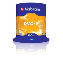 Płyty DVD-R Verbatim 16x 4.7GB (Cake 100) MATT SILVER