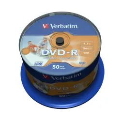 Płyty DVD-R Verbatim 16x 4.7GB (Cake 50) WIDE PRINTABLE