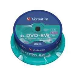 Płyty DVD-RW Verbatim 4x 4.7GB (Cake 25) MATT SILVER