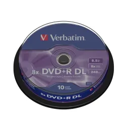 Płyty DVD+R DL Verbatim 8x 8,5GB Matt Silver (Cake 10)