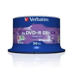Płyty DVD+R Verbatim 8x 8,5GB  Cake 50 szt DL
