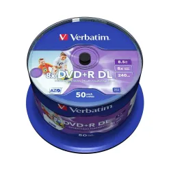 Płyty DVD+R DL Verbatim 8.5GB 8x Wide Inkjet Printable (Spindle 50)