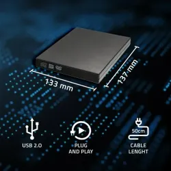 Nagrywarka Qoltec DVD-RW zewnętrzna | USB2.0 | czarna