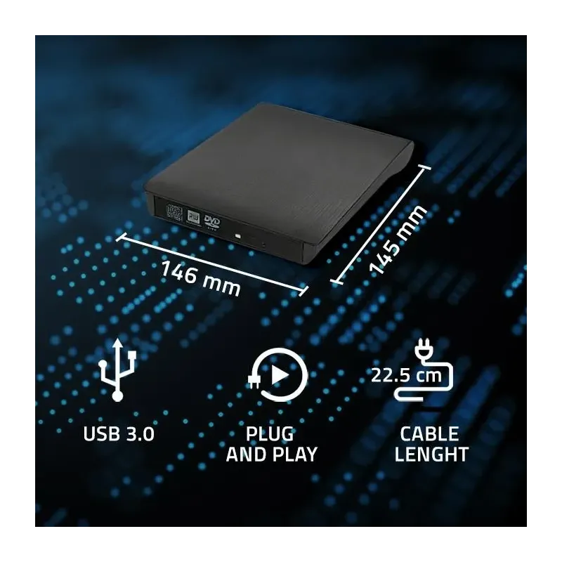 Nagrywarka Qoltec DVD-RW zewnętrzna | USB3.0 | czarna