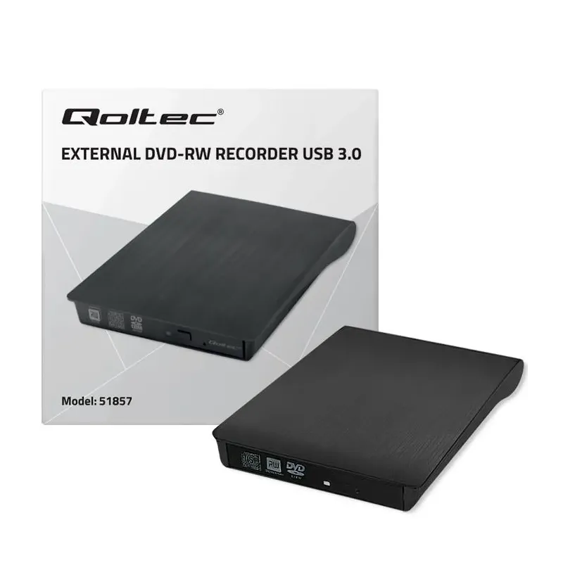 Nagrywarka Qoltec DVD-RW zewnętrzna | USB3.0 | czarna