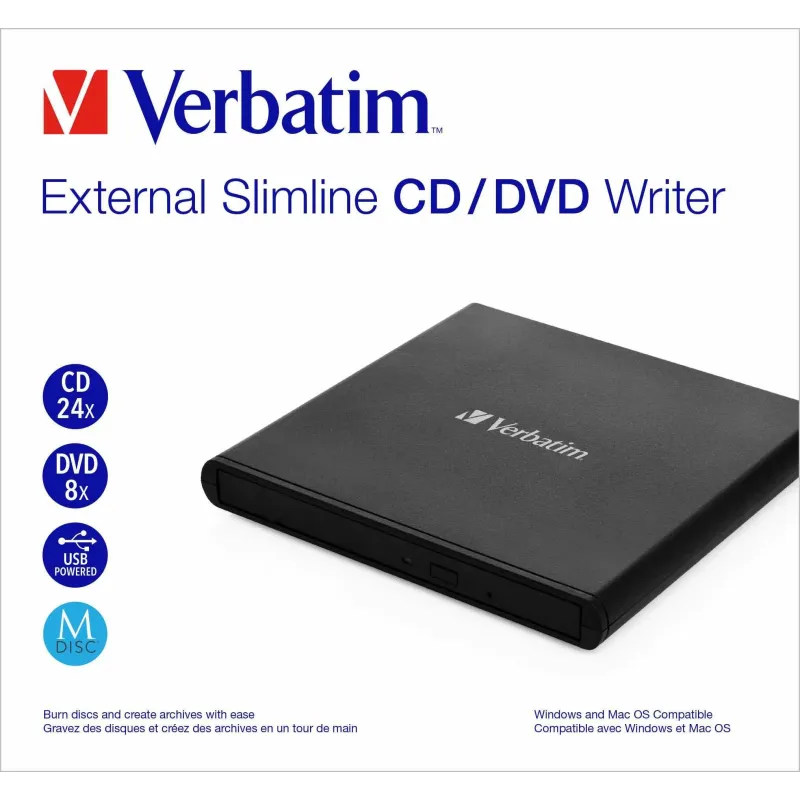 Nagrywarka zewnętrzna Verbatim CD/DVD RW USB 2.0 SLIM LIGHT