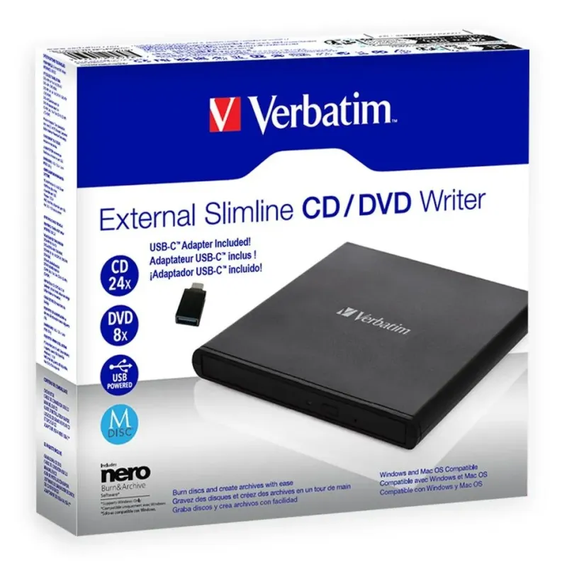Nagrywarka zewnętrzna Verbatim CD/DVD RW USB 2.0 SLIM