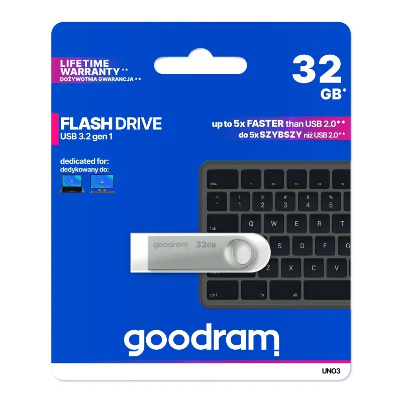 Pendrive GOODRAM UNO3 32GB USB 3.2 Gen 1 Srebrny