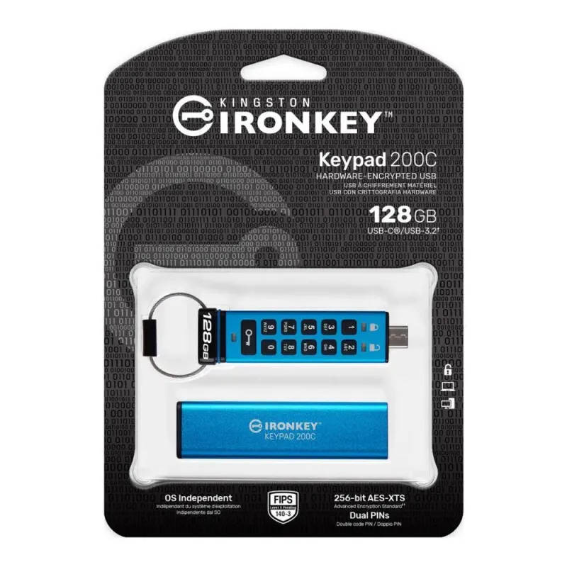 Pendrive Kingston IronKey Keypad 200C 128GB USB 3.2 Gen 1 Type-C