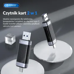 Czytnik kart pamięci ORICO CD2D-AC2-BK-EP SD/microSD USB-A/USB-C 2.0