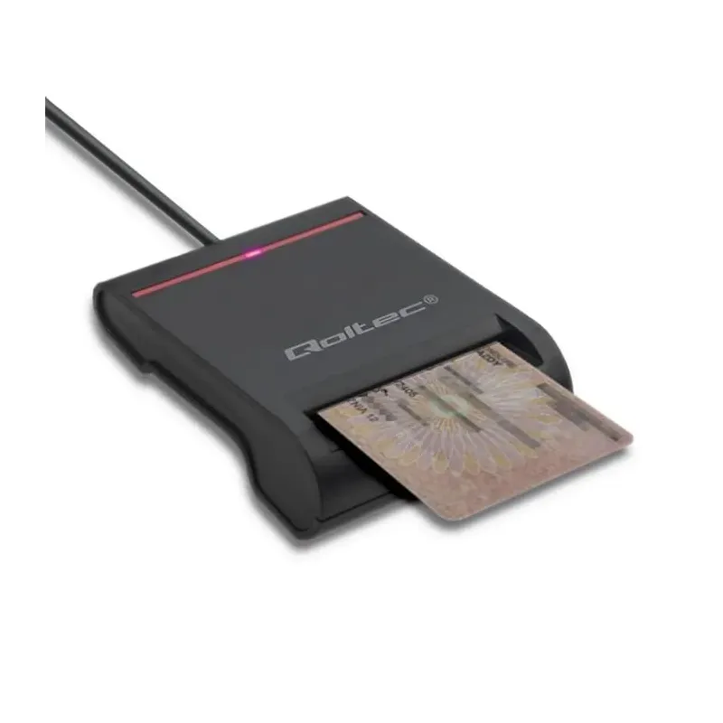 Czytnik kart chipowych ID Qoltec SCR-0642 | USB 2.0 + adapter USB-C