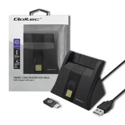 Czytnik kart chipowych ID Qoltec SCR-0643 | USB 2.0 + adapter USB-C