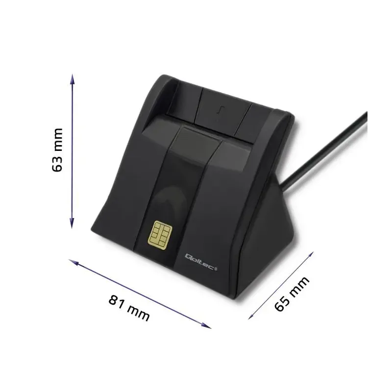 Czytnik kart chipowych ID Qoltec SCR-0643 | USB 2.0 + adapter USB-C