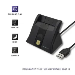 Czytnik kart chipowych ID Qoltec SCR-0643 | USB 2.0 + adapter USB-C