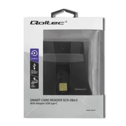 Czytnik kart chipowych ID Qoltec SCR-0643 | USB 2.0 + adapter USB-C