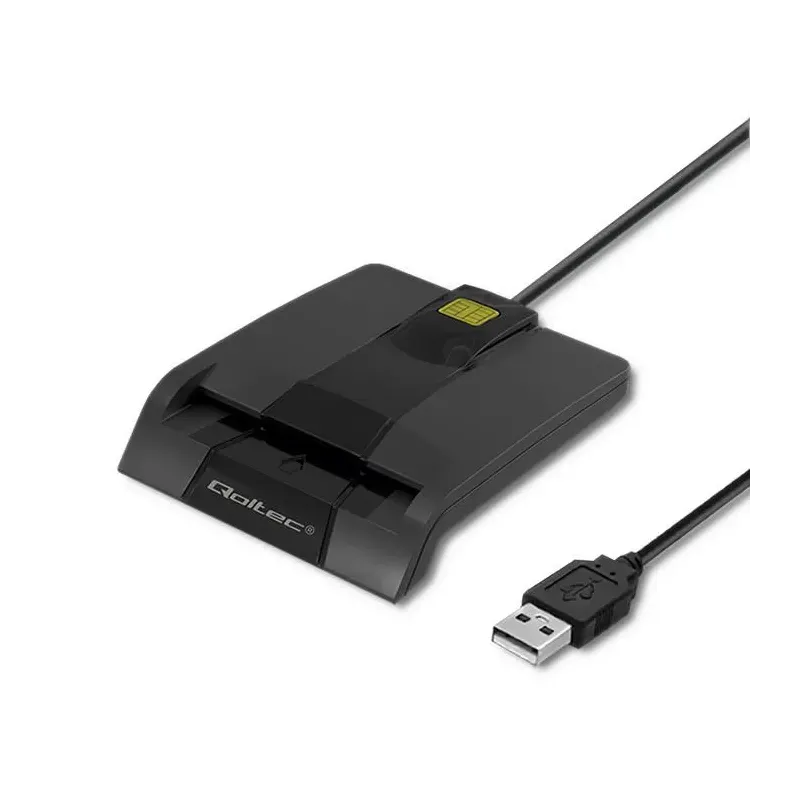 Czytnik kart chipowych ID Qoltec SCR-0634 | USB 2.0 + adapter USB-C