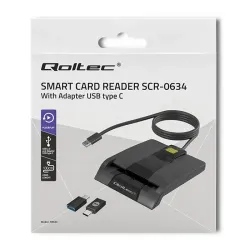Czytnik kart chipowych ID Qoltec SCR-0634 | USB 2.0 + adapter USB-C