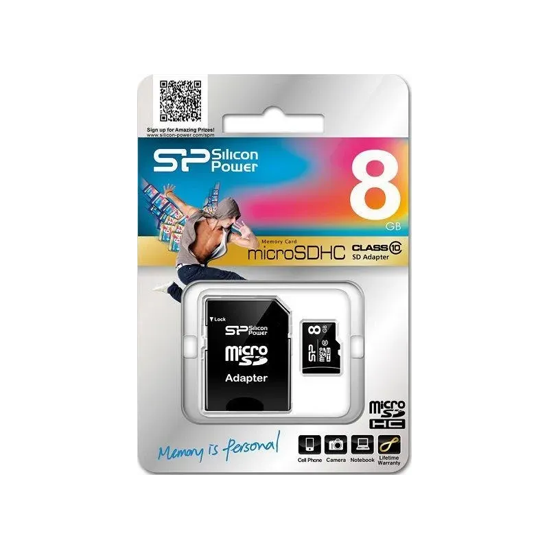 Karta pamięci MicroSDHC Silicon Power 8GB Class 10 + adapter