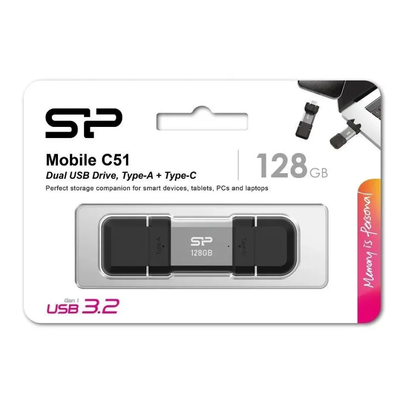 Pendrive Silicon Power Mobile C51 128GB USB-A USB 3.2 Type-C 120MB/s