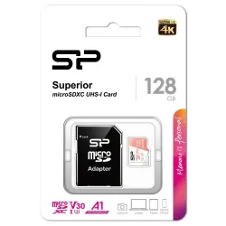 Karta pamięci Silicon Power microSDXC Superior 128GB V30 UHS-1 U3 A1 +