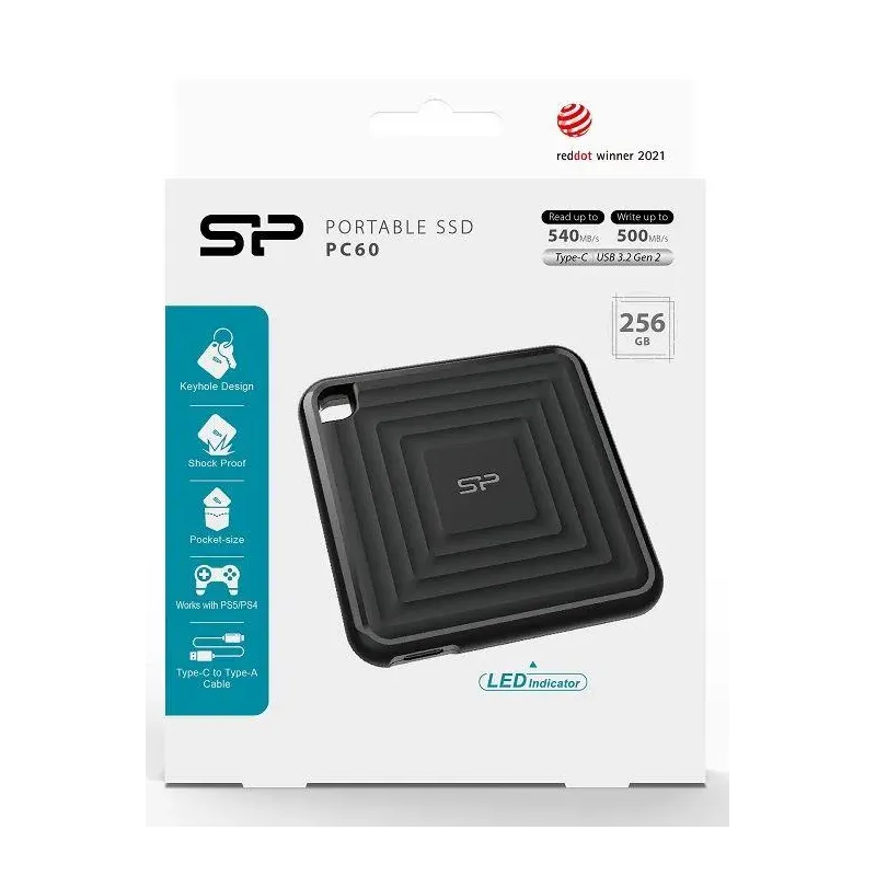 Dysk zewnętrzny SSD Silicon Power PC60 256GB USB-C 540/500 M… | PartsPC.pl
