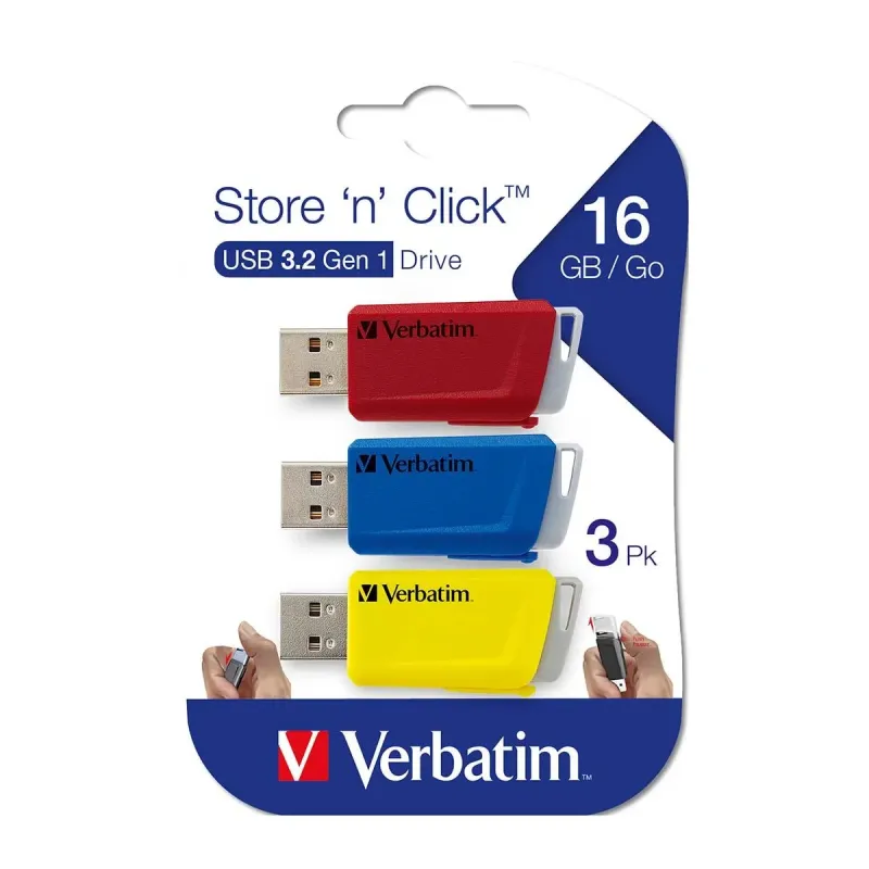 Pendrive Verbatim Store 'n' Click 16GB USB 3.0 (3-pack)