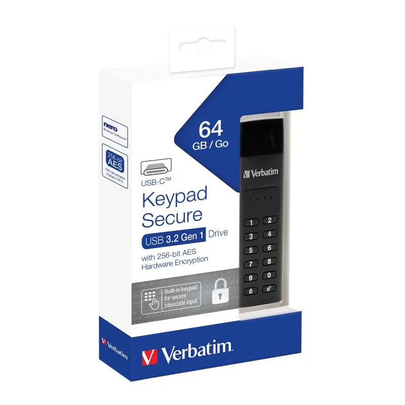 Pendrive Verbatim Keypad Secure 64GB USB-C 3.0 z klawiaturą