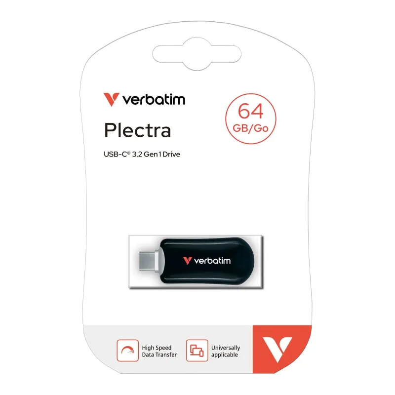 Pendrive Verbatim Plectra 64GB USB-C 3.0 Black