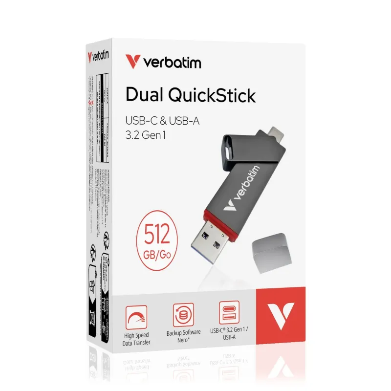 Pendrive Verbatim Dual QuickStick 512GB USB-C/USB-A USB 3.2 Gen 1