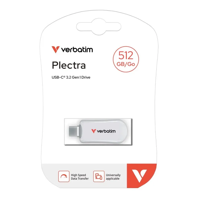 Pendrive Verbatim Plectra 512GB USB-C 3.0 White