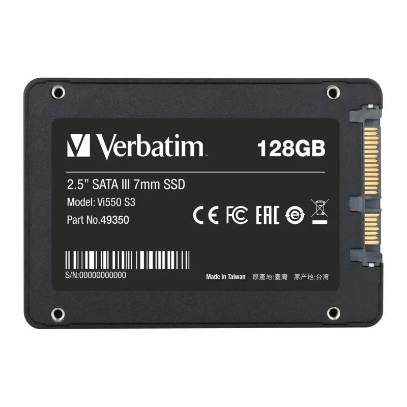 Dysk SSD wewnętrzny Verbatim Vi550 S3 128GB 2.5" SATA III czarny