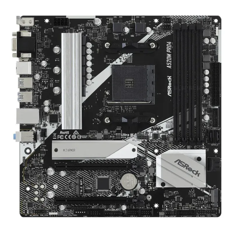 Płyta ASRock A520M Pro4 /AMD A520M/DDR4/SATA3/M.2/USB3.1/PCIe3.0/AM4/mATX