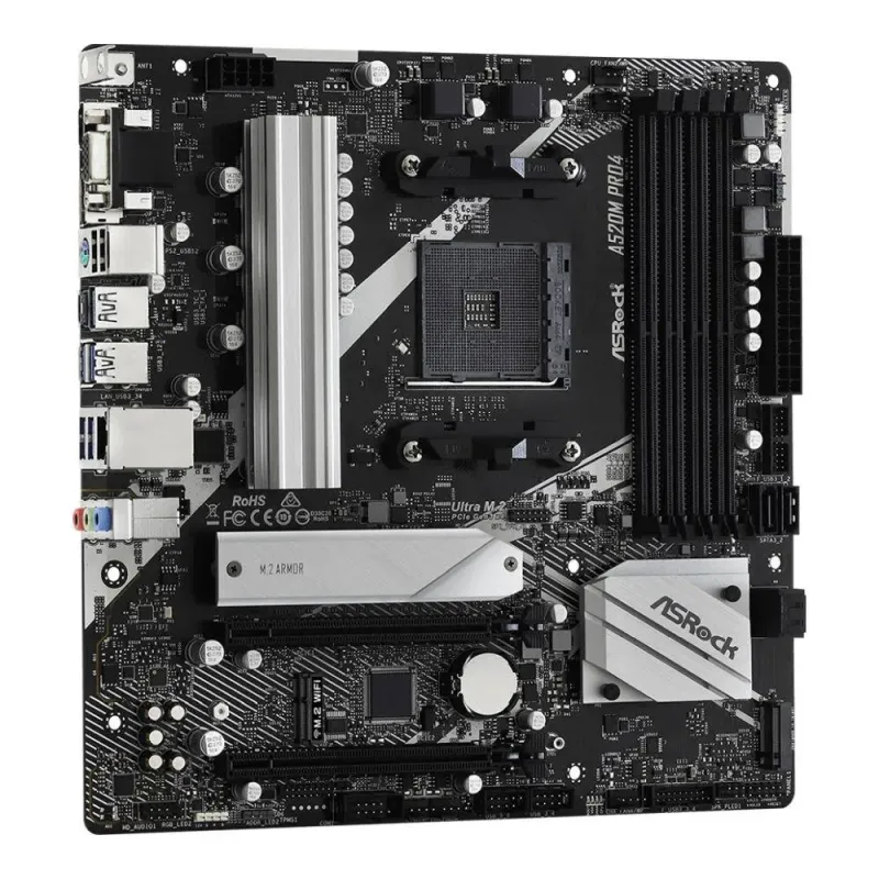 Płyta ASRock A520M Pro4 /AMD A520M/DDR4/SATA3/M.2/USB3.1/PCIe3.0/AM4/mATX