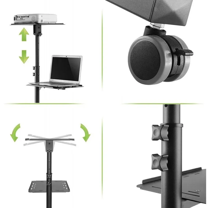 Stolik prezentacyjny Techly do projektora/notebooka, mobilny czarny