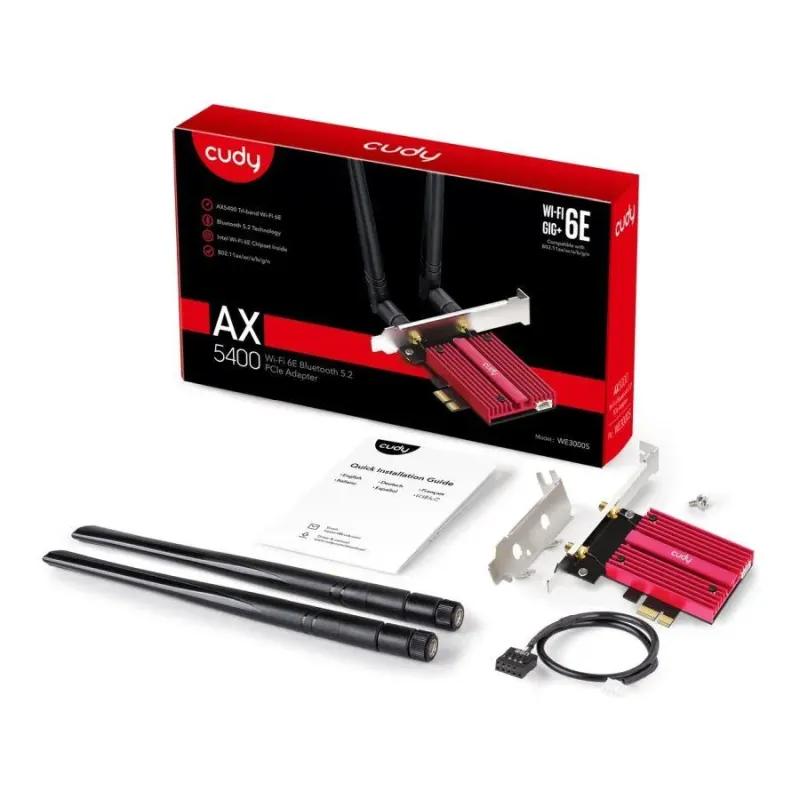 CUDY WE3000S | karta sieciowa, adapter Wi-Fi 6E, 2,4GHz/5GHz, PCI Express