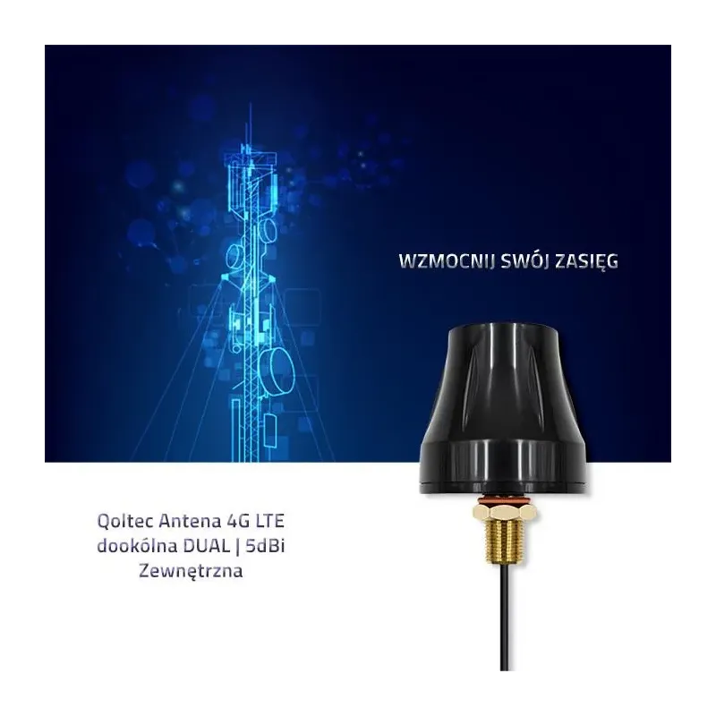 Antena 4G LTE Qoltec dookólna DUAL | 5dBi | Zewnętrzna