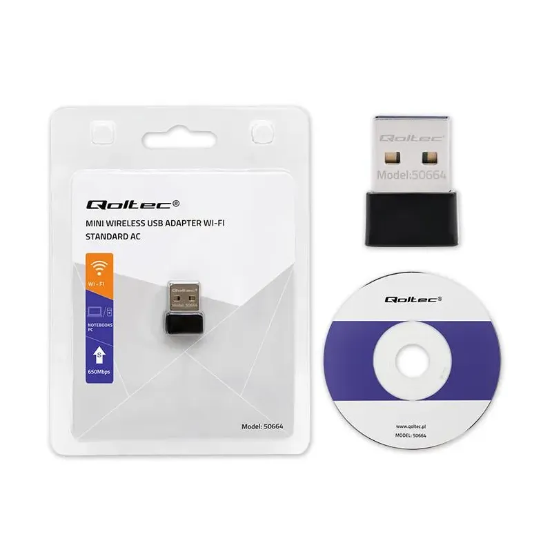 Adapter Qoltec Wi-Fi USB ultraszybki, bezprzewodowy mini | standard AC |
