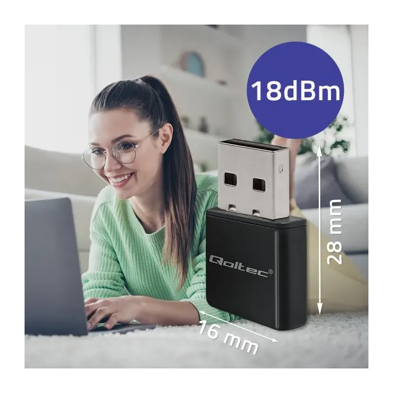 Karta sieciowa Qoltec Bezprzewodowy Ultra szybki mini adapter NANO WiFi |