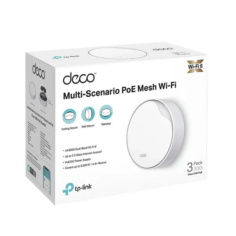 System Mesh TP-Link Deco X50-POE (3-pack) AX3000 Wi-Fi 6, 1x 2,5GbE, 1x