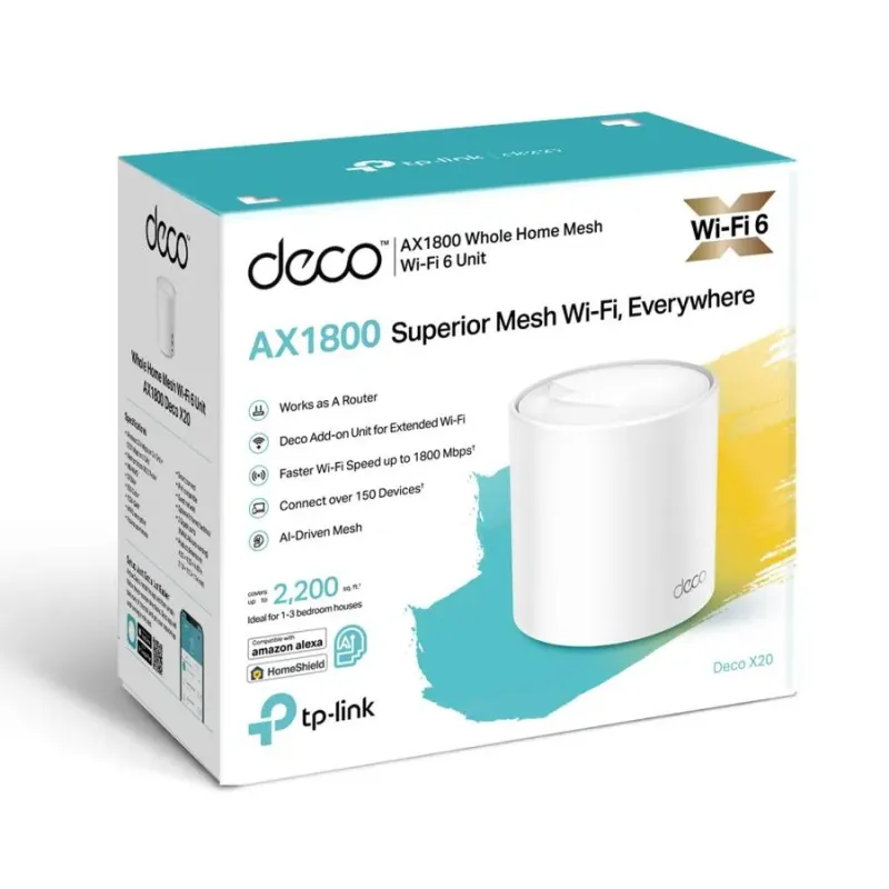 System Mesh TP-Link Deco X20 AX1800 V4, Wi-Fi 6, 2xLAN/WAN 1-pack