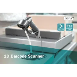 Czytnik kodów kreskowych DIGITUS przewodowy USB-RJ45 2m, 1D, stojak w