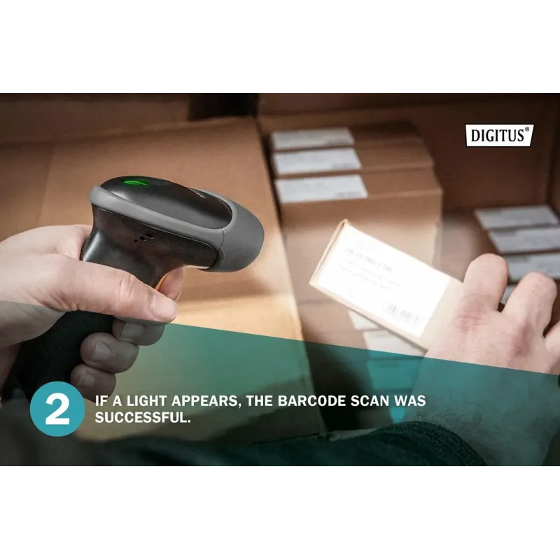 Czytnik kodów kreskowych DIGITUS przewodowy USB-RJ45 2m, 1D i 2D, zgodny z