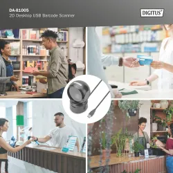 Czytnik kodów kreskowych DIGITUS przewodowy stacjonarny USB-A 1.4m, 1D i