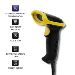 Czytnik kodów kreskowych Qoltec | 1D | 2D | USB | PartsPC.pl